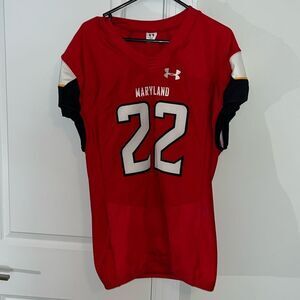 New Authentic Red Home UA Game Maryland Terrapins Stretch Football jersey L mens